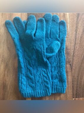Men's Cable Knit Wool Gloves - Teal